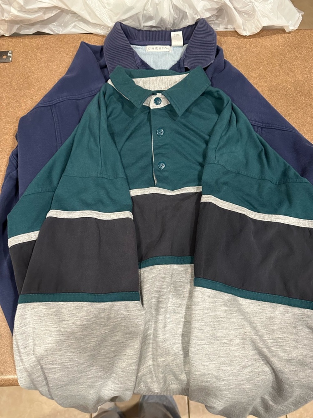 Claiborne Men’s Colorblock Polo - Teal, Black & Gray